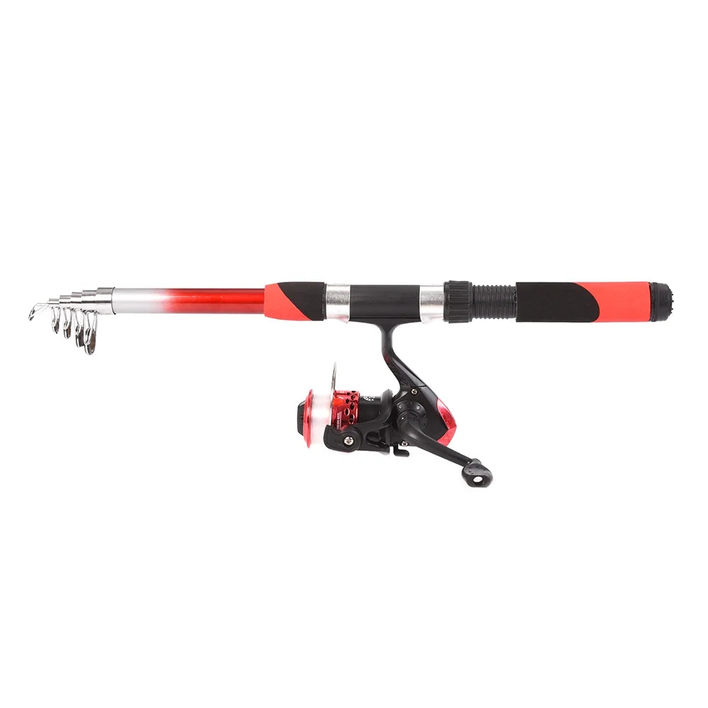 Fishing Rod Reel Combo Full Kit with 2PCS 2.1M Telescopic Fishing Rods 2PCS Spinning Reels Fishing Lures Hooks Accessories Fishing Bag