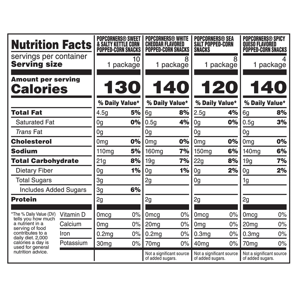 Popcorners Popped Corn Snacks Variety Pack, 1 Oz, 30-Count