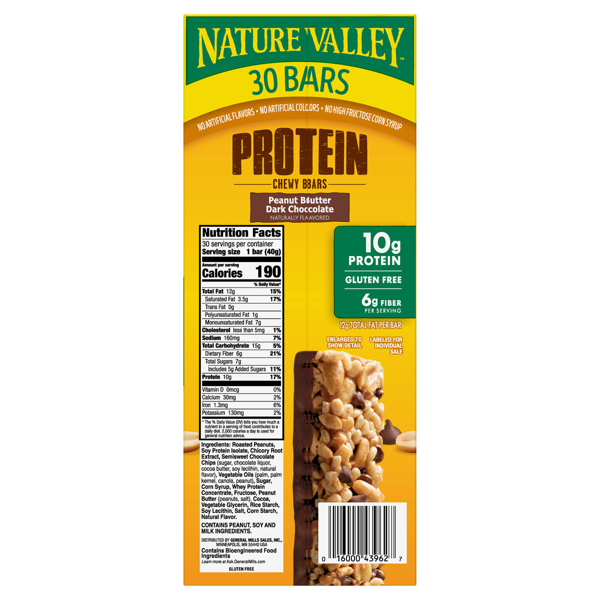Nature Valley Protein Bar, Peanut Butter Dark Chocolate, 1.42 Oz, 30-Count