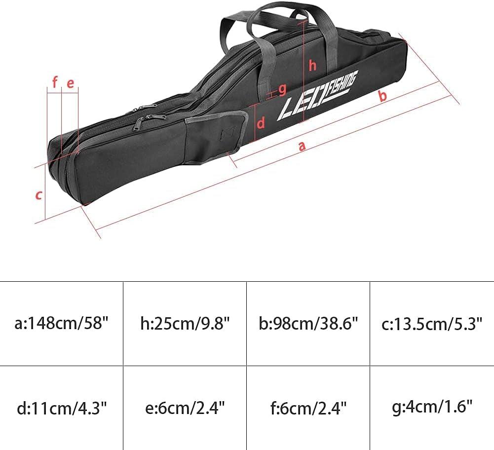 Jhua 59" Fishing Rod Case, Foldable Fishing Pole Case Bag, Waterproof Fishing Rod Reel Bag Organizer Fishing Travel Bag, Oxford Fly Fishing Tackle Storage Bag, Fishing Gifts for Men Dad