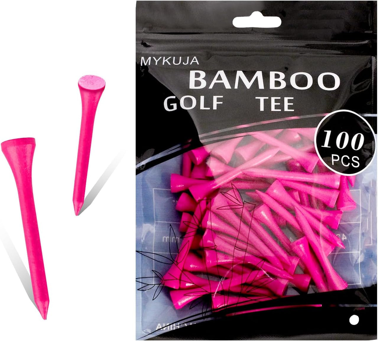MYKUJA Bamboo Golf Tees Wood|Professional Multiple Colors Golf Tees 3-1/4,2-3/4,2-1/8 Inch Pack of 50/100|Golf Tee in Package
