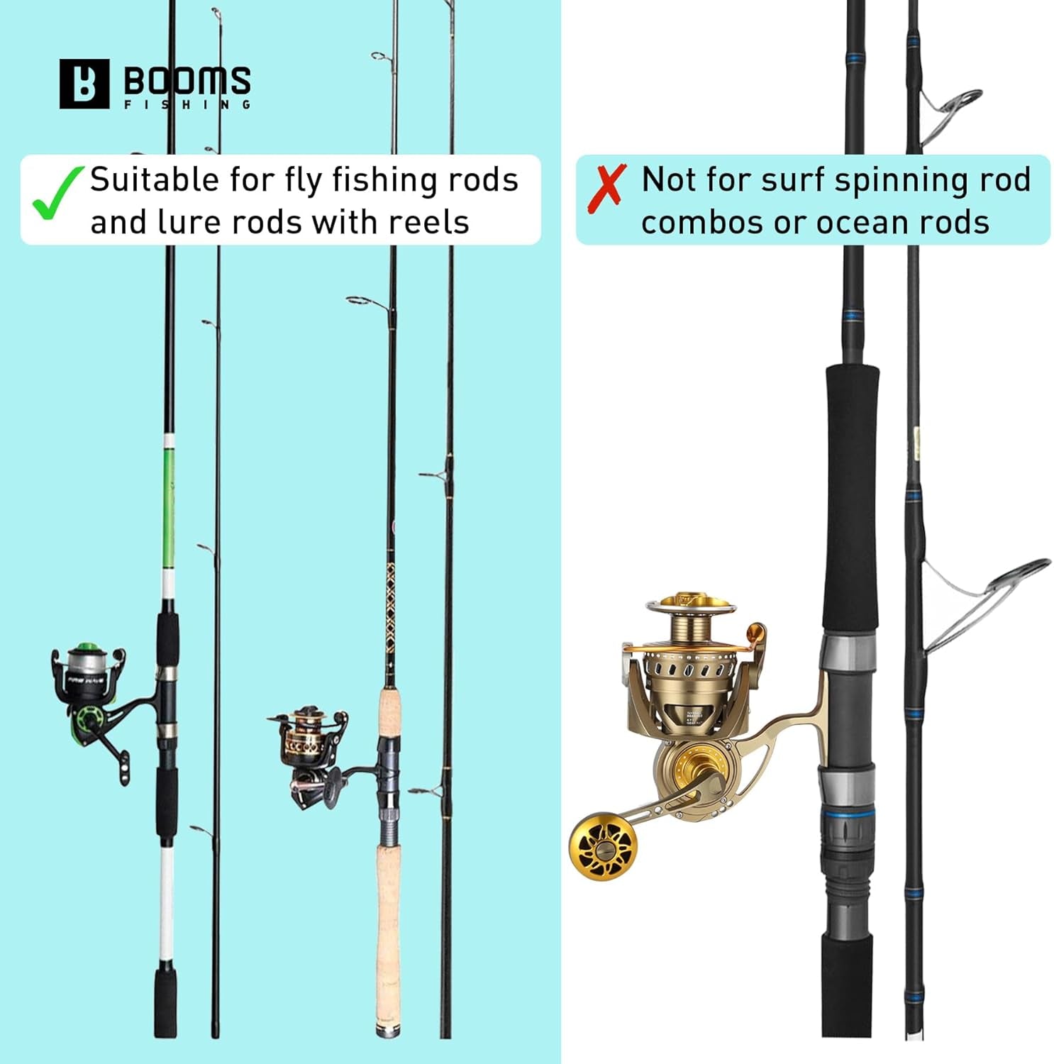 Booms Fishing PB4 4.4Ft~5Ft Fishing Rod and Reel Case, Portable Folded Fishing Pole Case, 0.6Ft/8" Extended Design Fishing Spinning Rod Bag, Store up to 2~3 Fishing Rods and Reels, 52"~60"