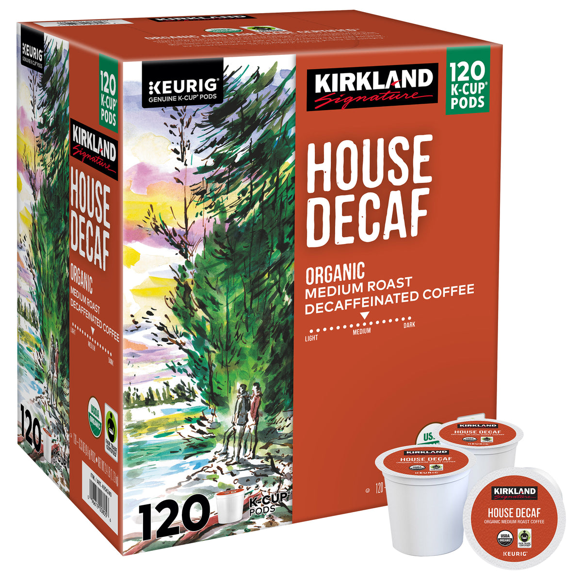Kirkland Signature Coffee Organic House Decaf K-Cup Pod, 120-Count