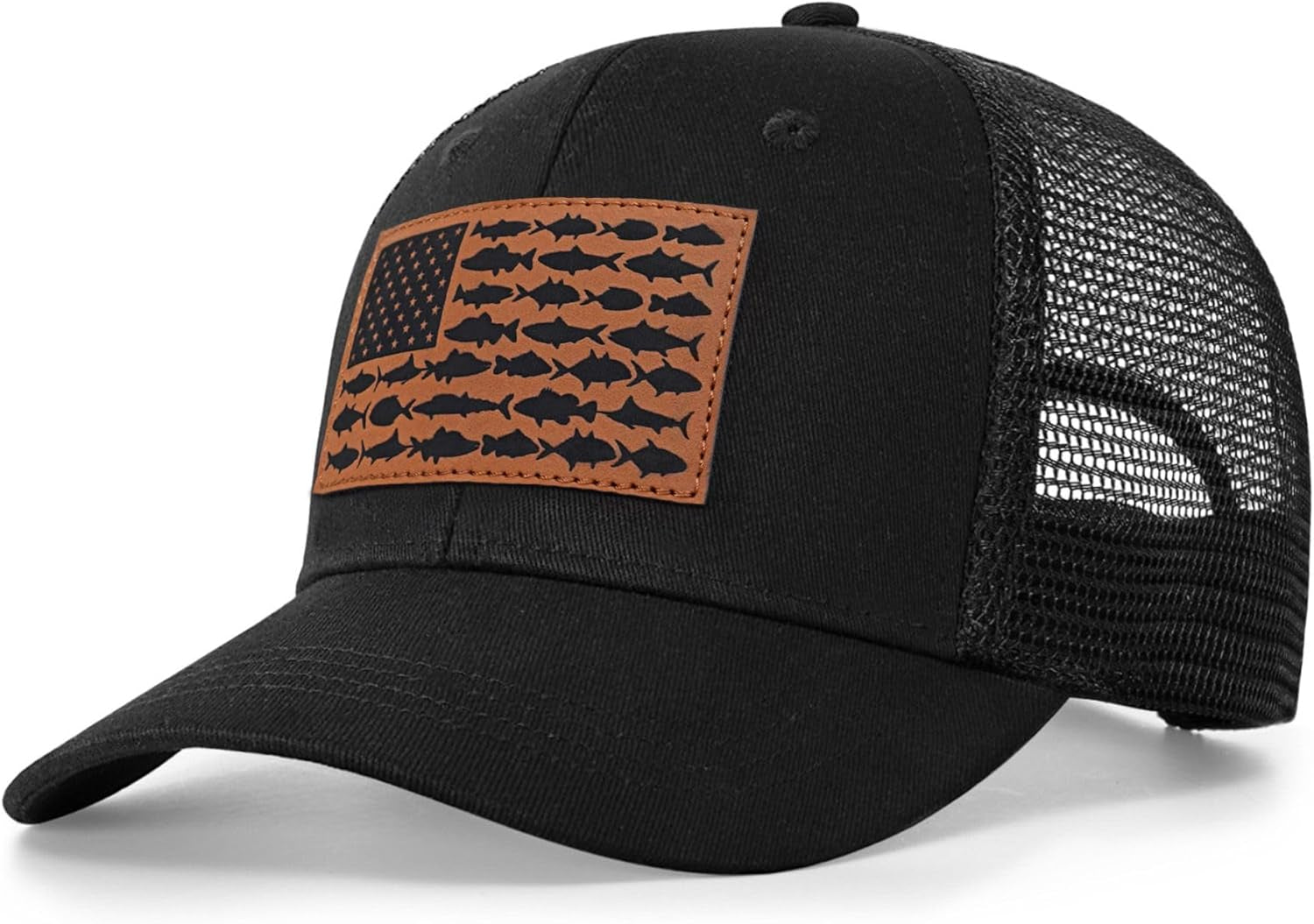 American Fish Flag Trucker Hats - Fishing Gifts for Men - Outdoor Snapback Fishing Hats Perfect for Camping and Daily Use