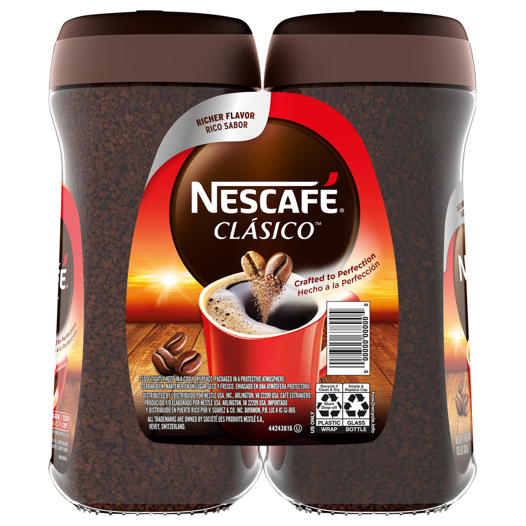 NESCAFE CLASICO Instant Coffee, Dark Roast, 10.5 Oz, 2-Count