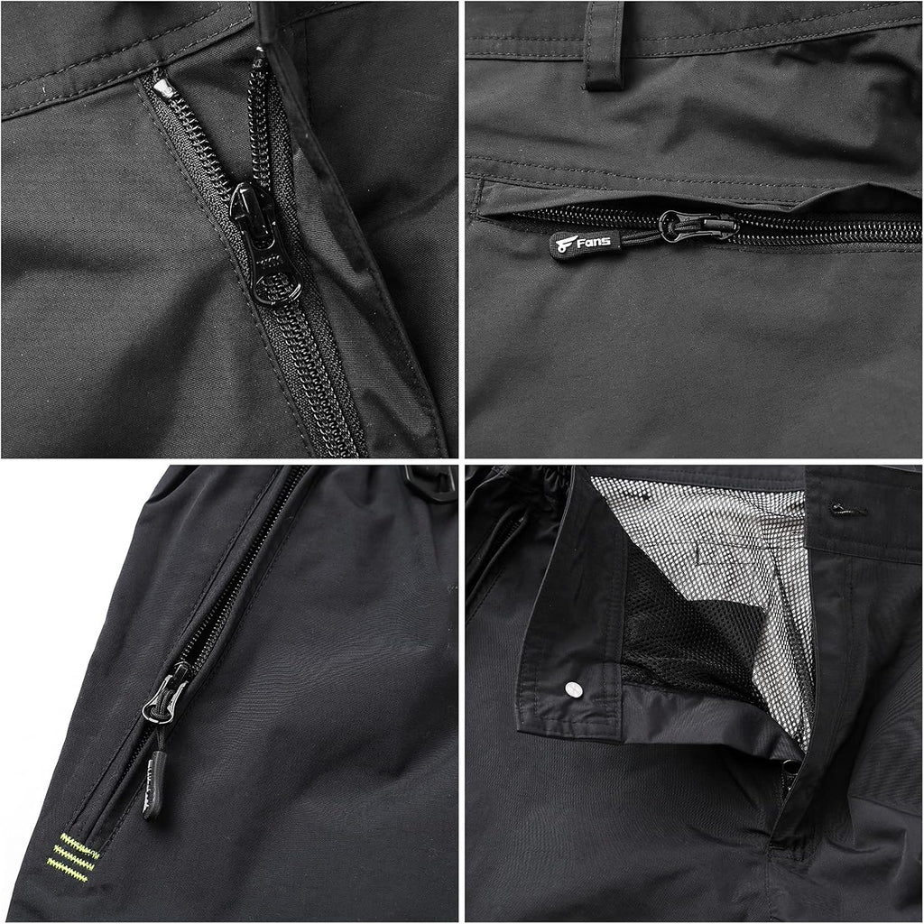8 Fans Fishing Pants,Waterproof Rain Pants for Men&Women Quick Dry Hiking Pants for Outdoor Fishing Hikng Skiing Trawler