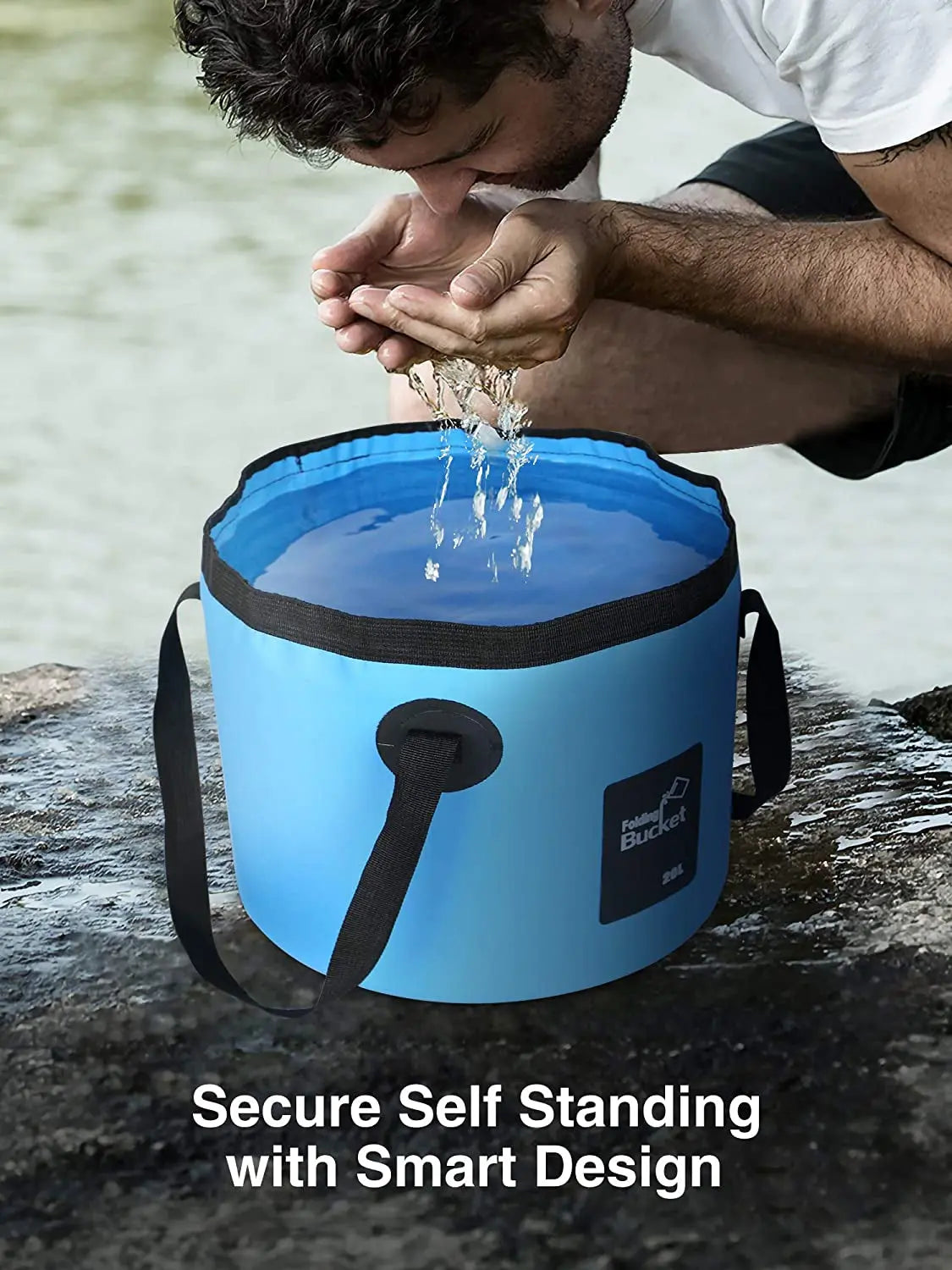 Luxtude Collapsible Bucket with Handle, 5 Gallon(20L), Portable & Ultra Lightweight Outdoor Basin Bucket, Folding Bucket for Fishing, Camping, Hiking