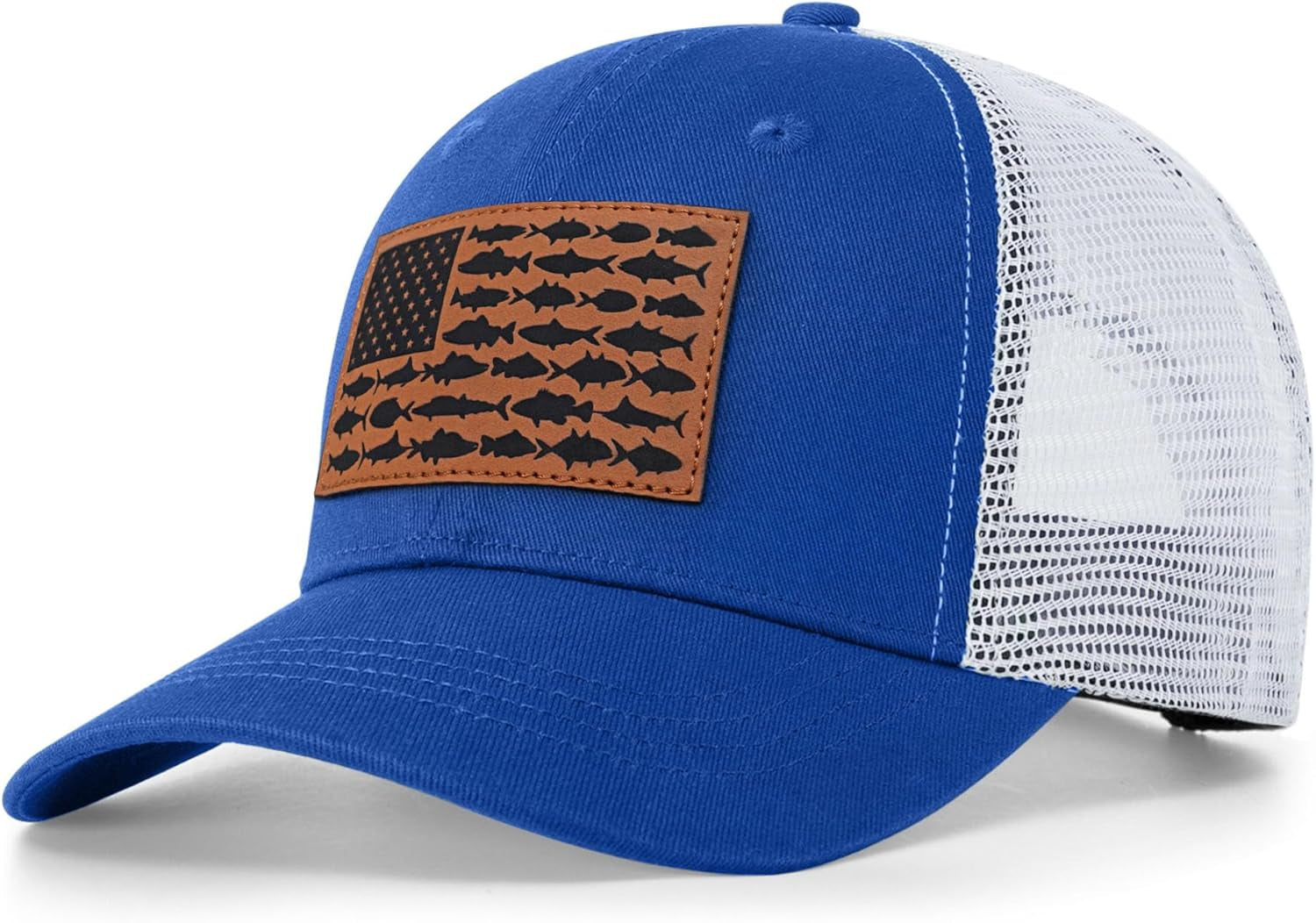 American Fish Flag Trucker Hats - Fishing Gifts for Men - Outdoor Snapback Fishing Hats Perfect for Camping and Daily Use