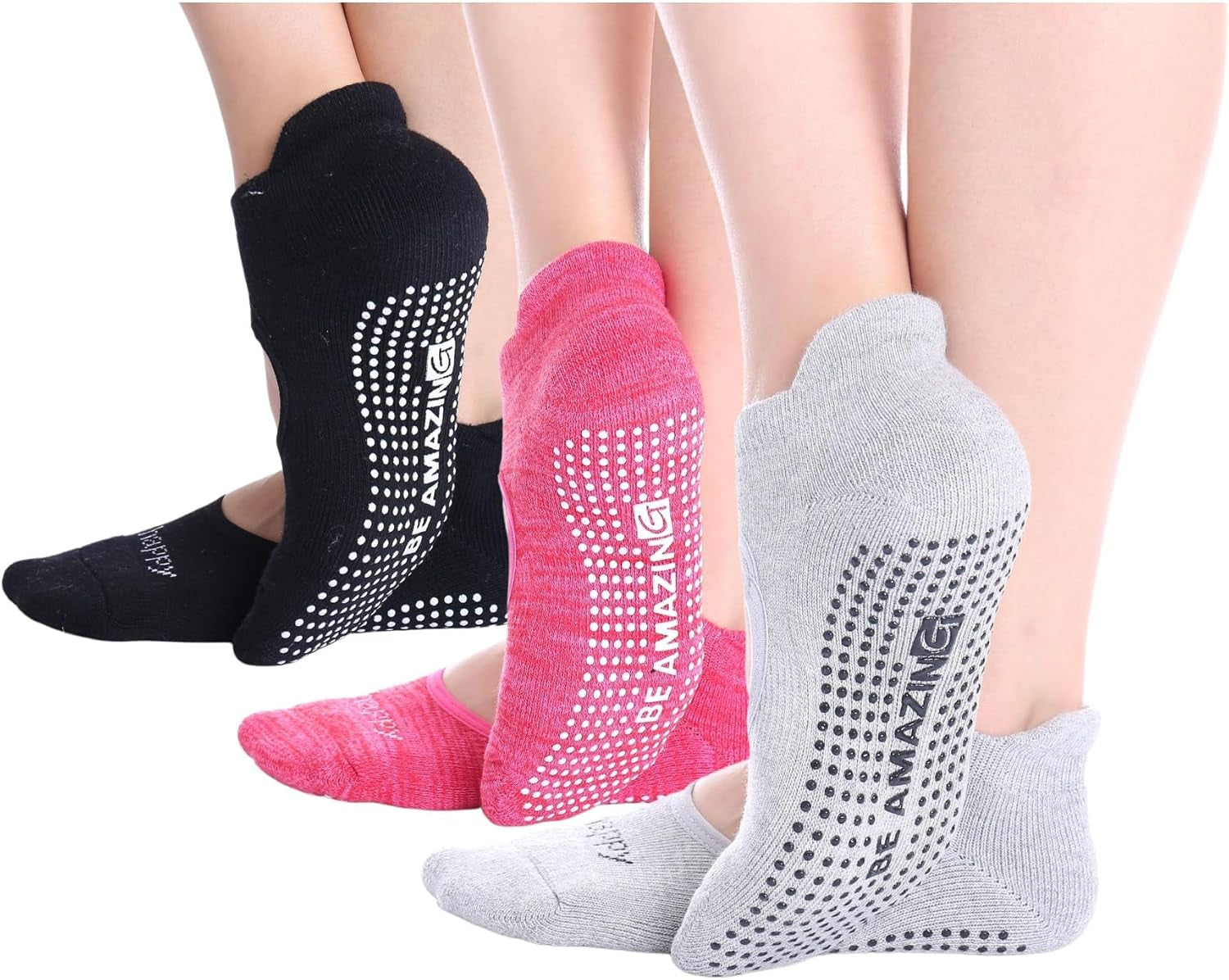 Non-Slip Socks Yoga Barre Pilates Hospital Maternity Sock W/Grips for Women Men