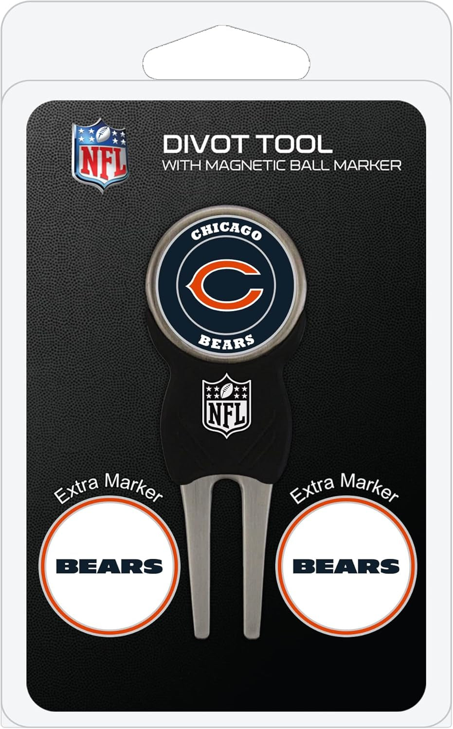 Team Golf NFL Divot Tool with 3 Golf Ball Markers Pack, Markers Are Removable Magnetic Double-Sided Enamel