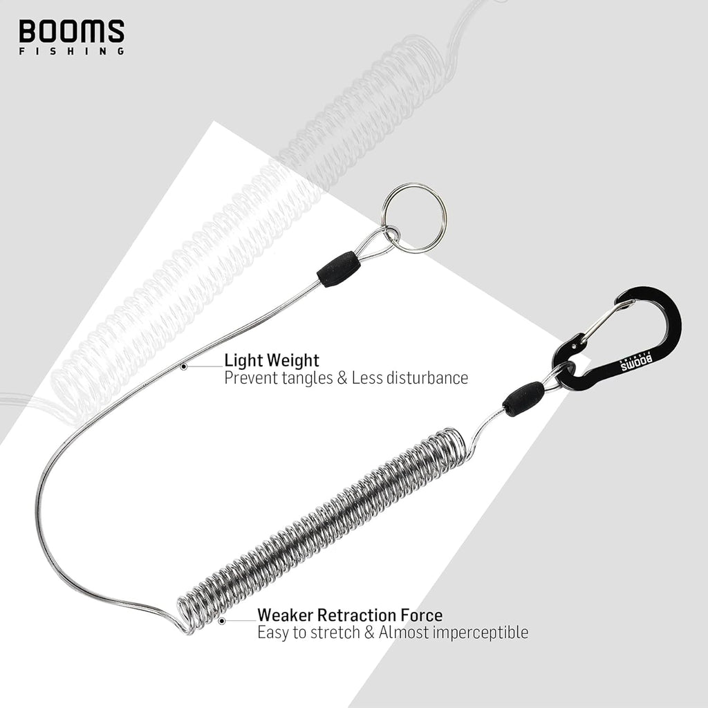 Booms Fishing T01 Coiled Lanyards for Fishing Rods and Fly Fishing Nets