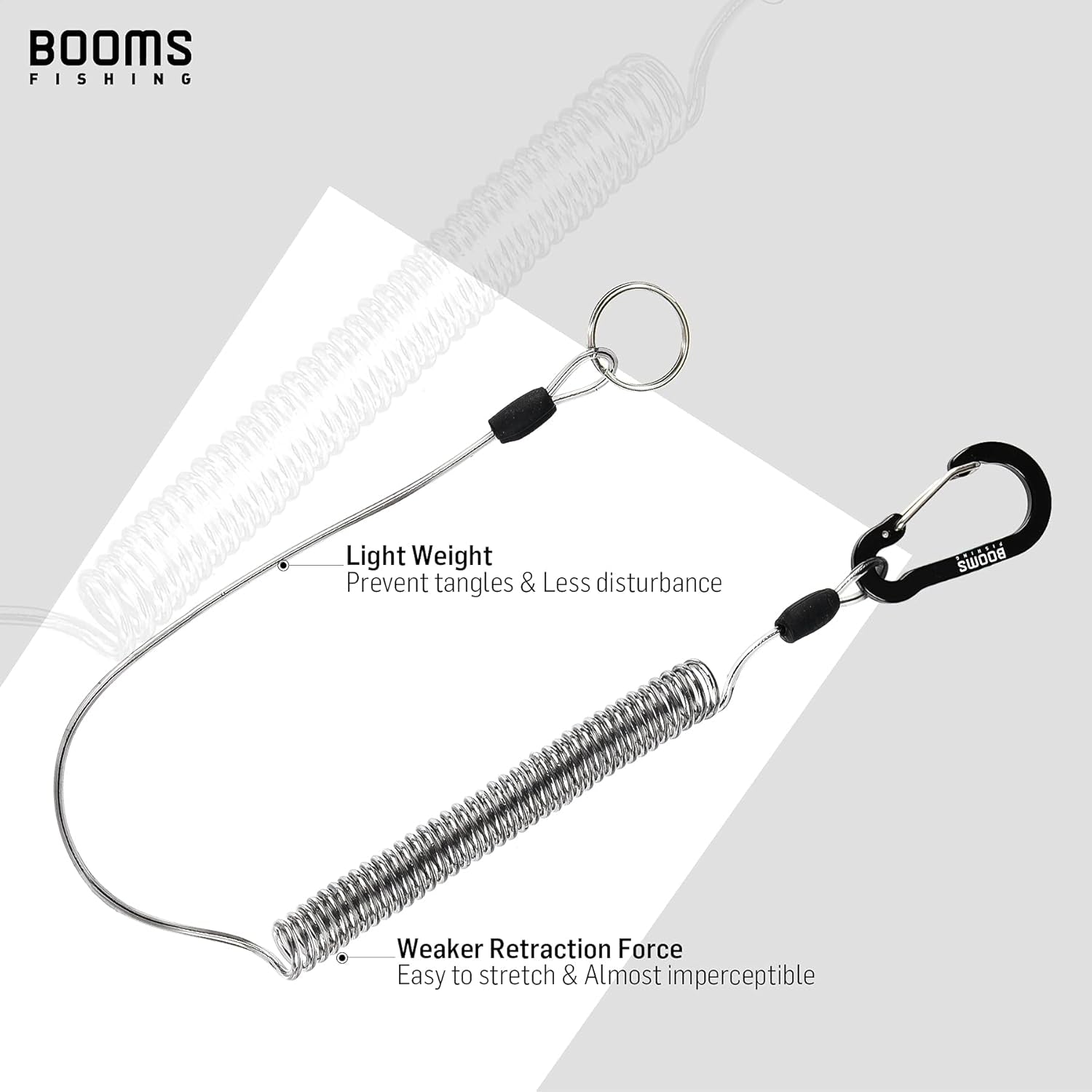 Booms Fishing T01 Coiled Lanyards for Fishing Rods and Fly Fishing Nets