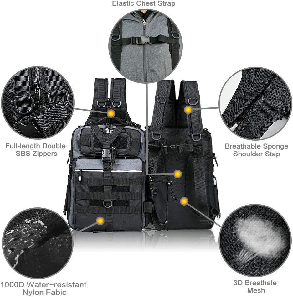 BLISSWILL Outdoor Tackle Bag - Large Water-Resistant Fishing Backpack