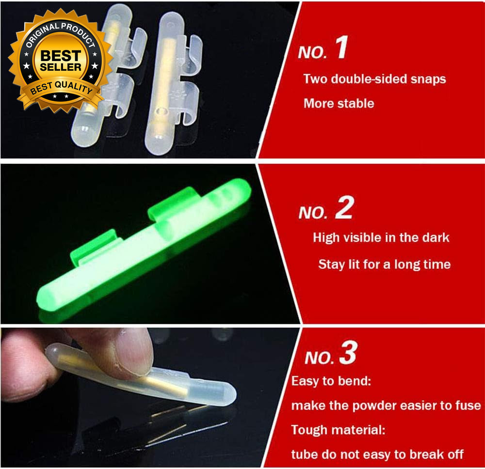Clip-On Fishing Glow Sticks for Pole, Fishing Rod Tip Light Fishing Pole Light S