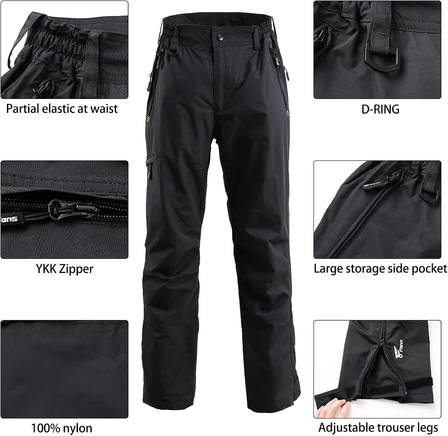8 Fans Fishing Pants,Waterproof Rain Pants for Men&Women Quick Dry Hiking Pants for Outdoor Fishing Hikng Skiing Trawler