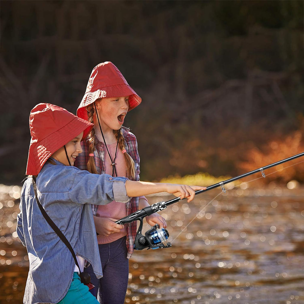 PLUSINNO Kids Fishing Pole, Portable Telescopic Fishing Rod and Reel Combo Kit - with Spinning Fishing Reel Tackle Box for Boys, Girls, Youth