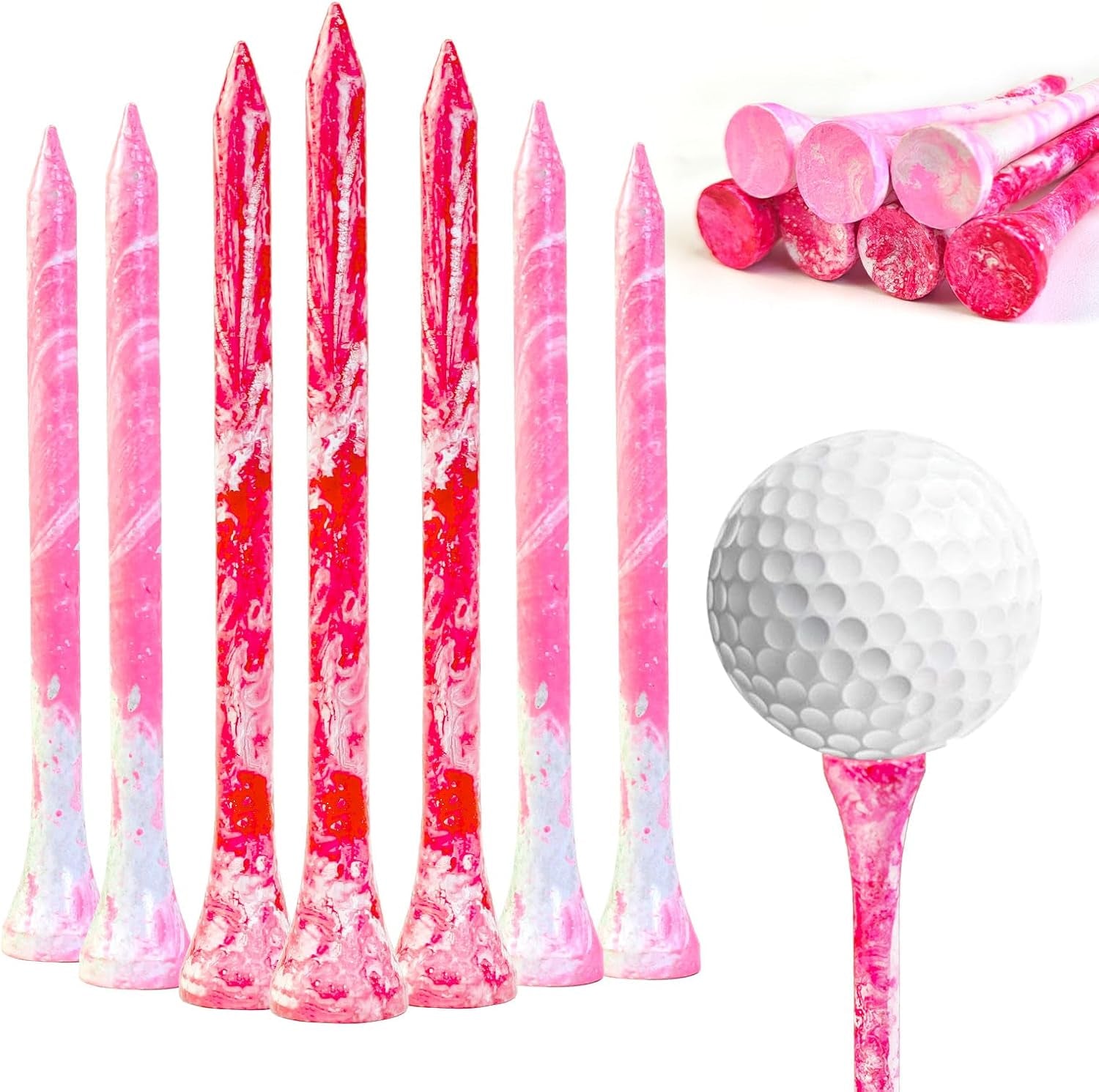 MYKUJA Bamboo Golf Tees Wood|Professional Multiple Colors Golf Tees 3-1/4,2-3/4,2-1/8 Inch Pack of 50/100|Golf Tee in Package