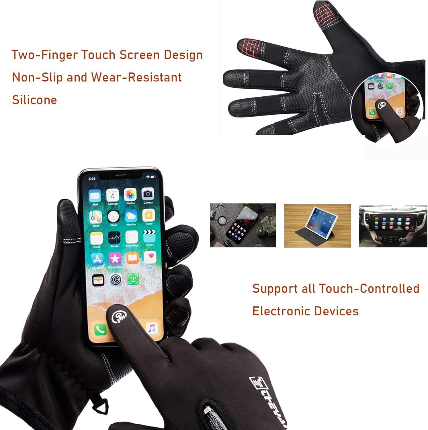 Winter Fishing Gloves for Men Women, Windproof, Water Repellent, Anti-Slip Workout Gloves, Touchscreen Cold Weather Driving Gloves for Motorcycle, Running, Cycling, Skiing, Hunting