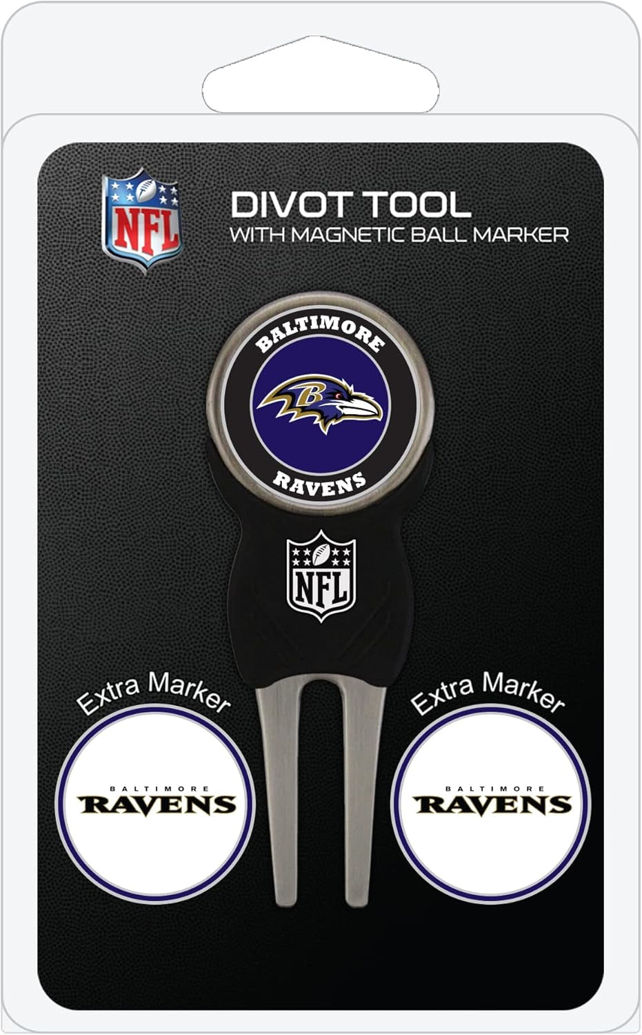 Team Golf NFL Divot Tool with 3 Golf Ball Markers Pack, Markers Are Removable Magnetic Double-Sided Enamel