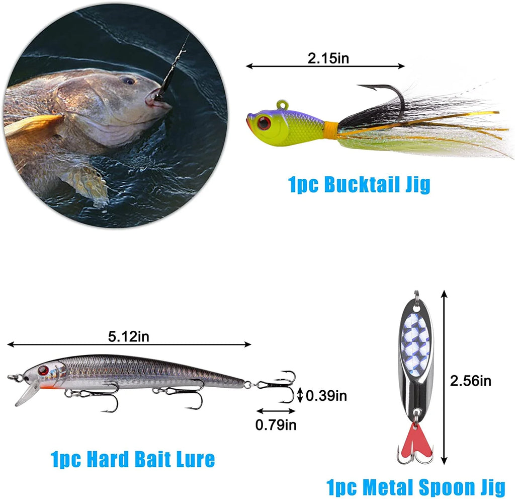 Surf Fishing Tackle Kit with Fishing Hooks Swivels