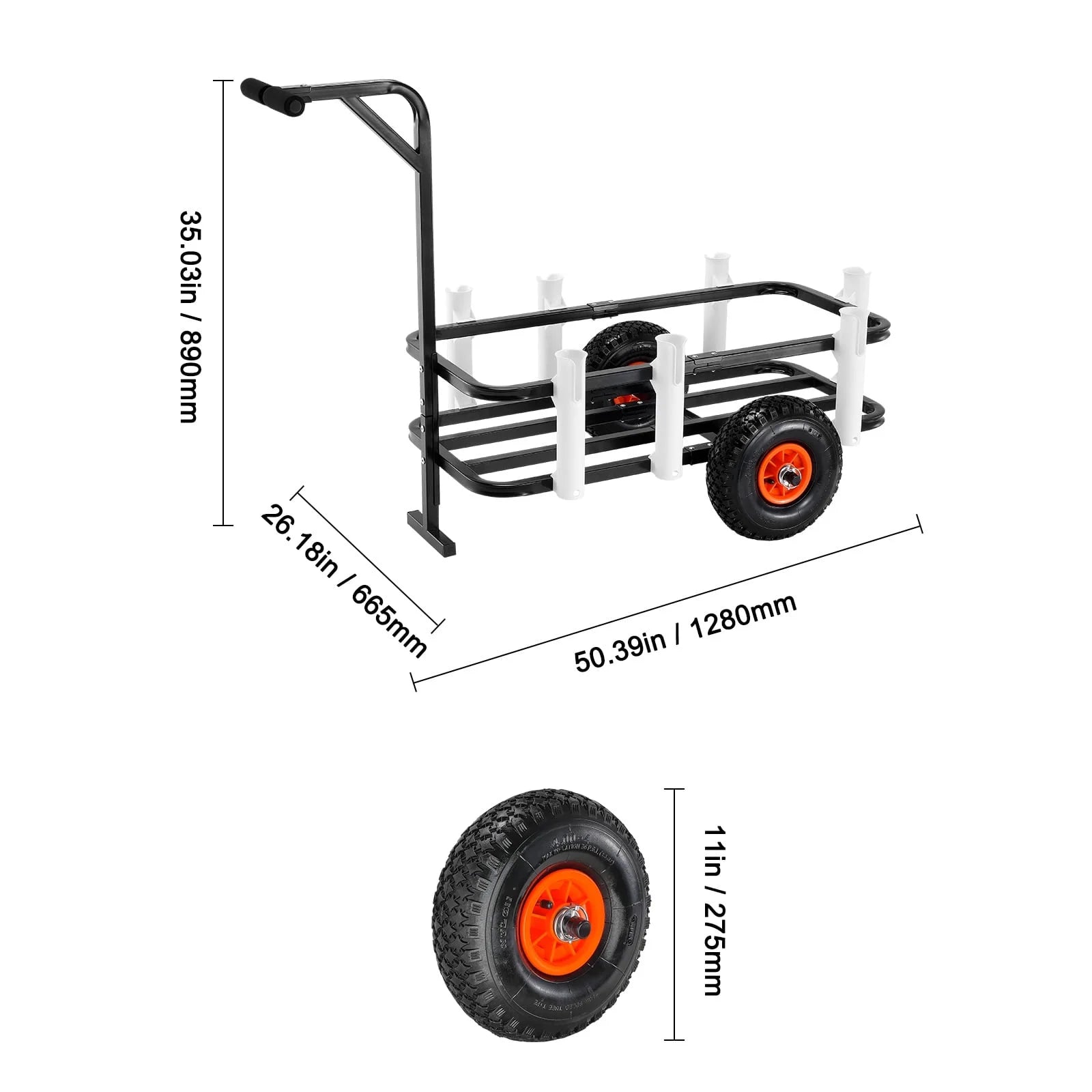Beach Fishing Cart Fishing Trolley 200 Lbs with Balloon Tires for Sand