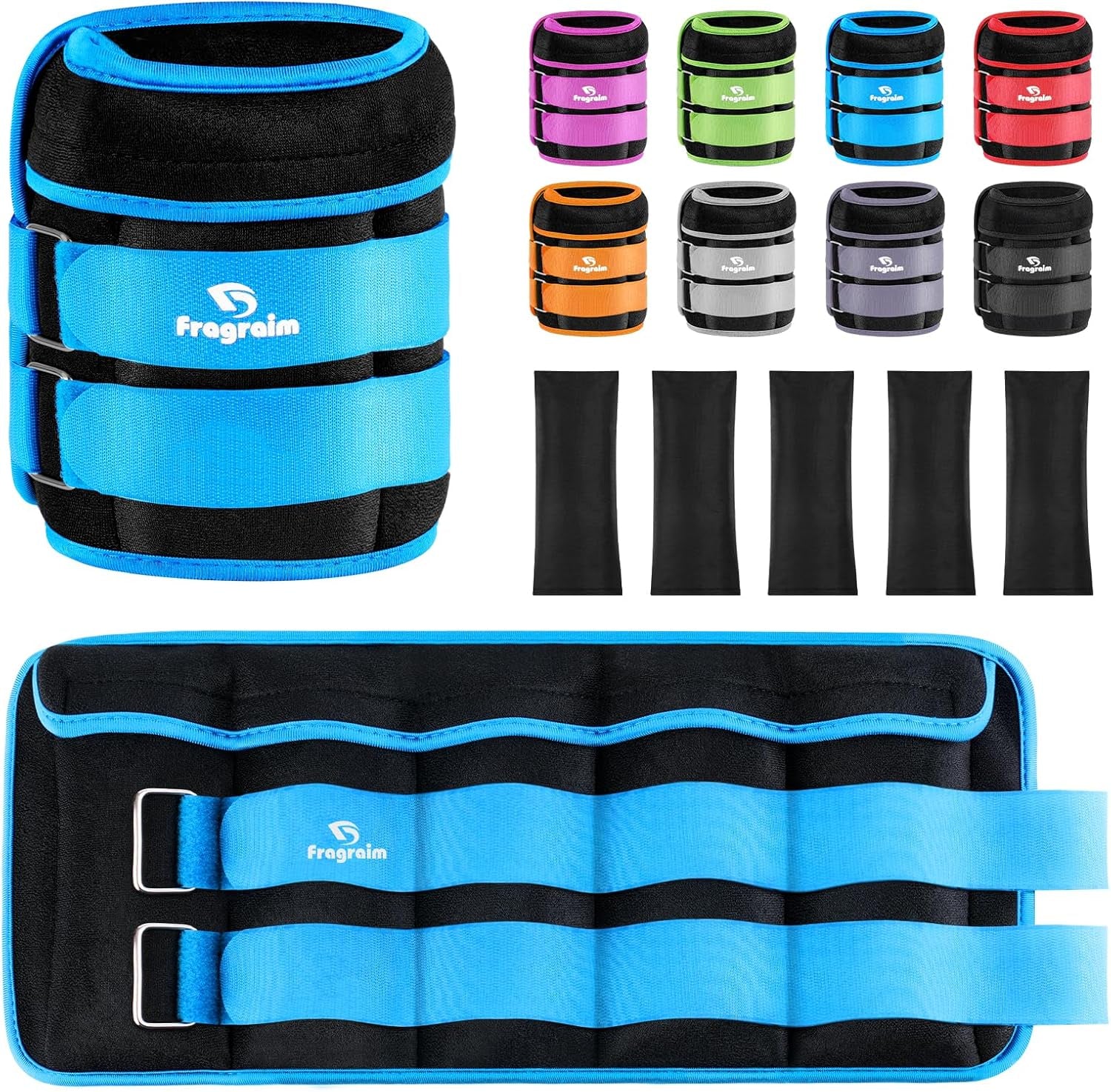 Fragraim Adjustable Ankle Weights 1-3/4/5/6/8/10/12/15/20 LBS Pair with Removable Weight for Jogging, Gymnastics, Aerobics, Physical Therapy