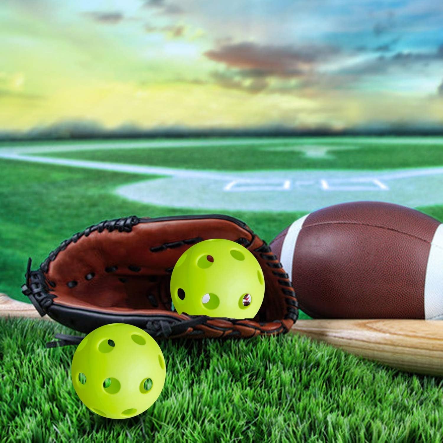 Anteer 12 Pack Plastic Baseball Practice Baseballs for Hitting, Indoor Outdoor Lightweight Balls Baseball Batting Training