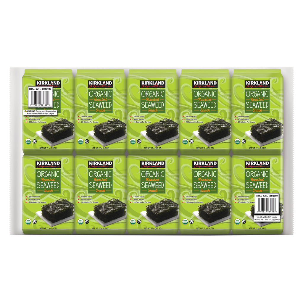 Kirkland Signature Organic Roasted Seaweed, 0.6 Oz, 10-Count