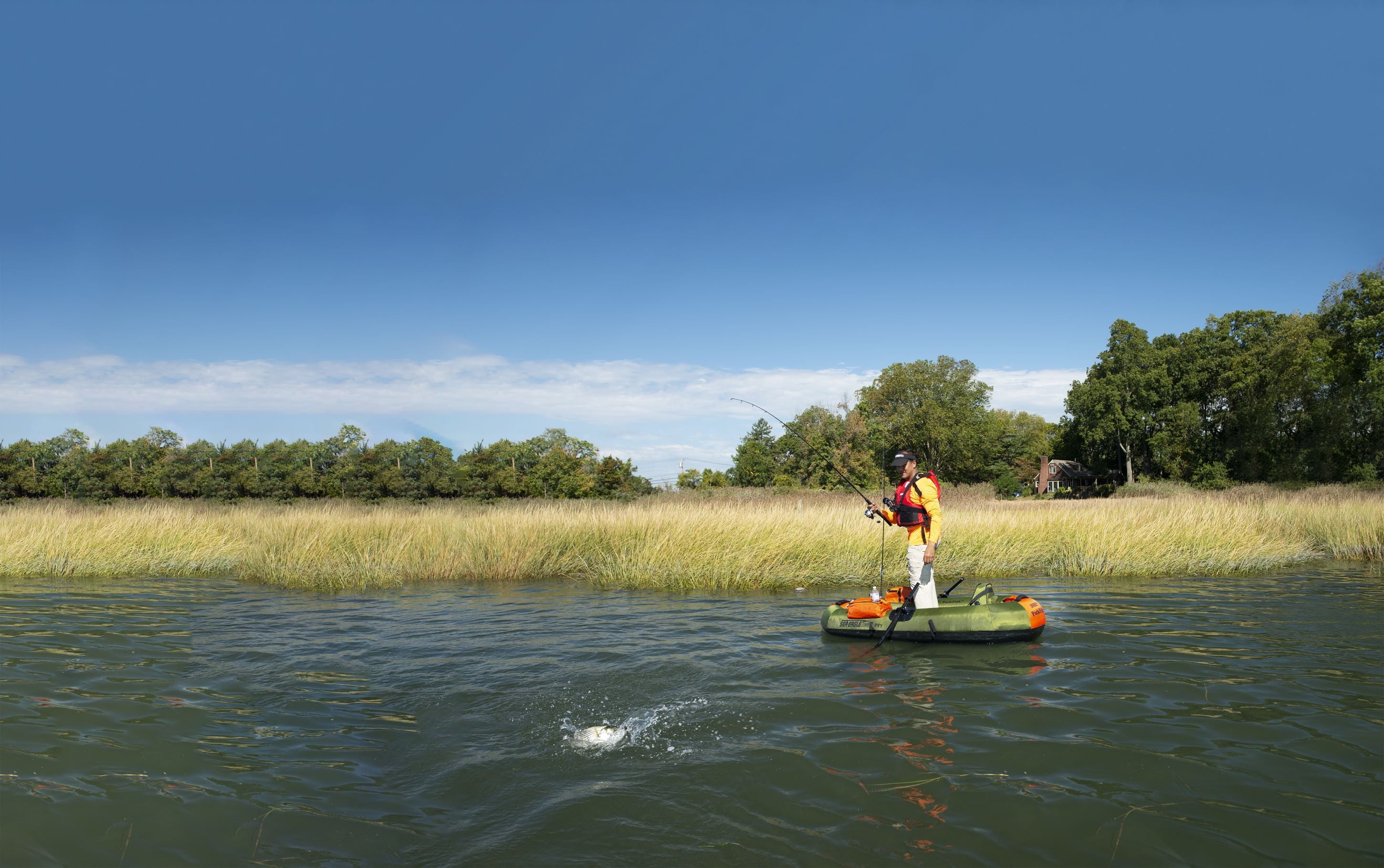 Packfish7 1-Person Inflatable Fishing Boat with Lightweight, Portable, Dry Enclosed Hull