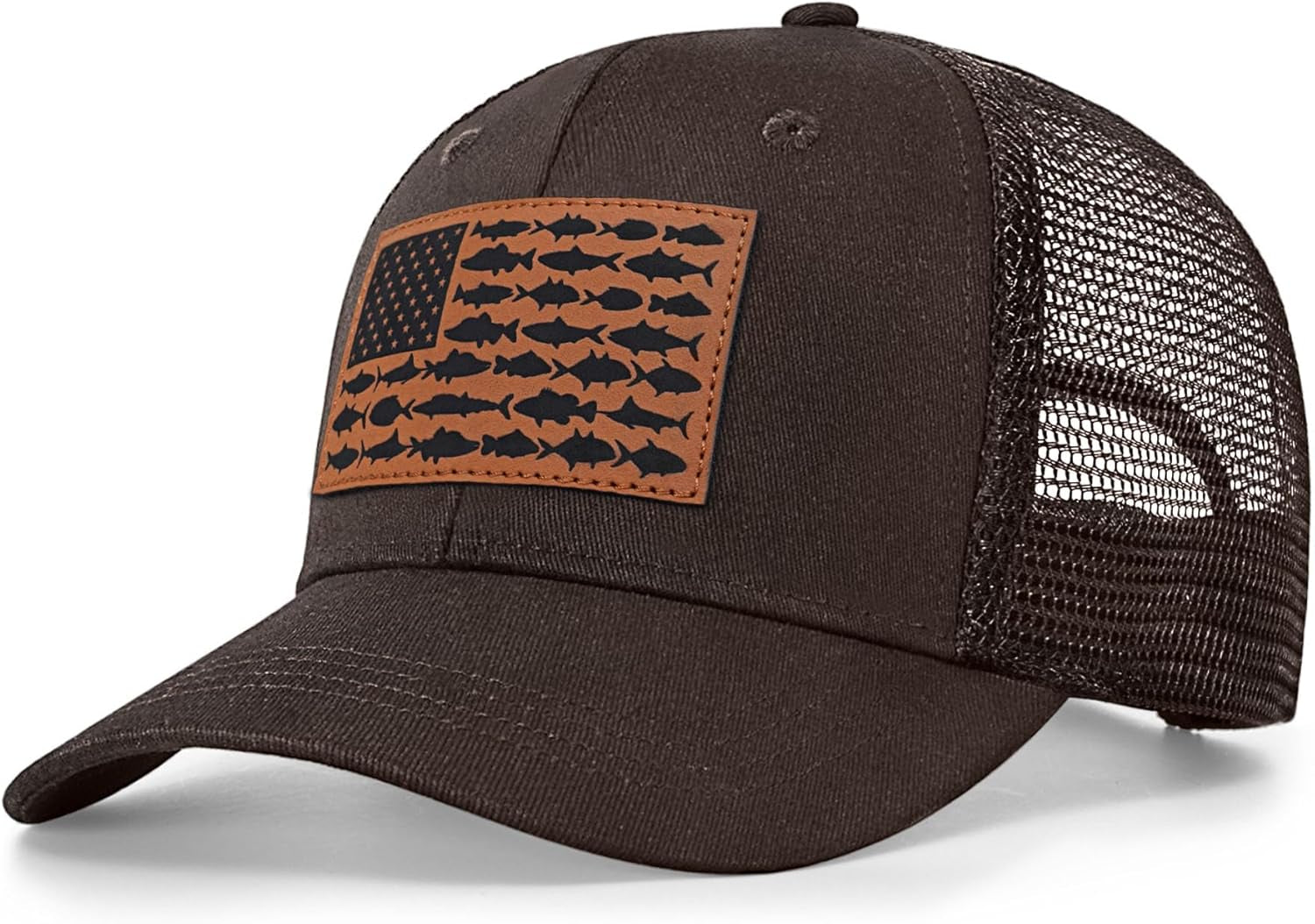 American Fish Flag Trucker Hats - Fishing Gifts for Men - Outdoor Snapback Fishing Hats Perfect for Camping and Daily Use