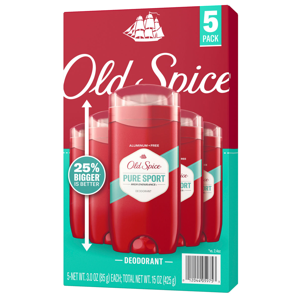 Old Spice Deodorant for Men, Pure Sport High Endurance, 3 Oz, 5-Pack