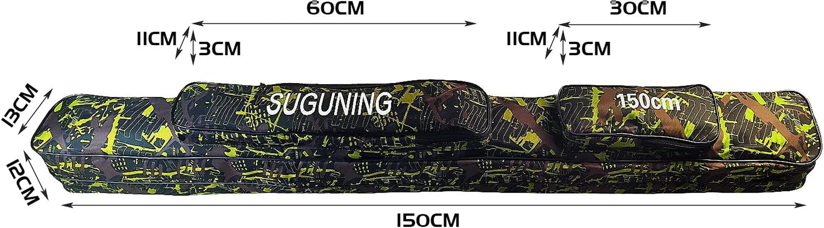 Fishing Rod Carrying Case Folding Storage Fishing Pole Case Portable Small Tackle Bag Cool Fishing Pole Gear Waterproof Fishing Pole Cover for Men Dad Fishermen with 2 Layer, 150 Cm