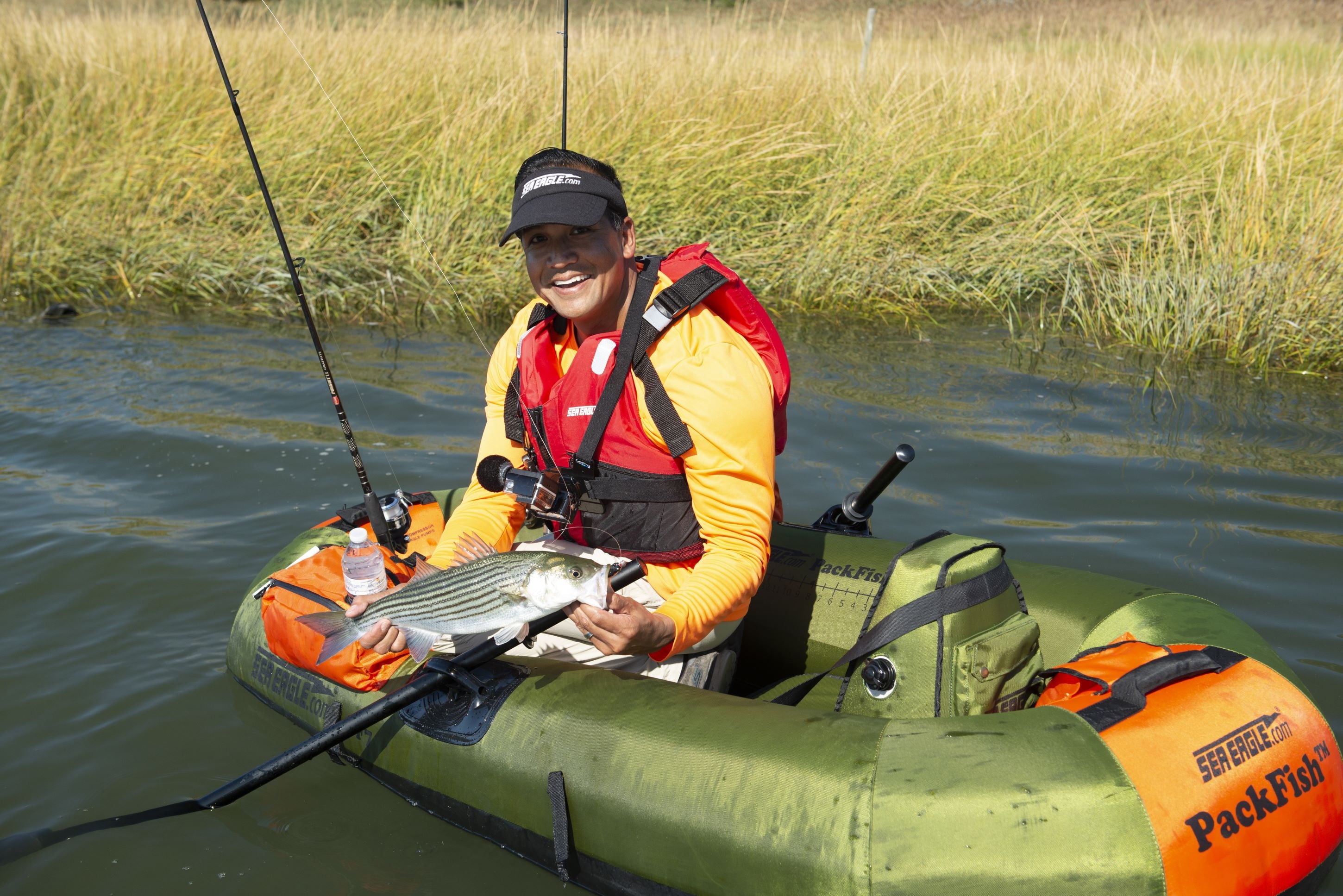 Packfish7 1-Person Inflatable Fishing Boat with Lightweight, Portable, Dry Enclosed Hull