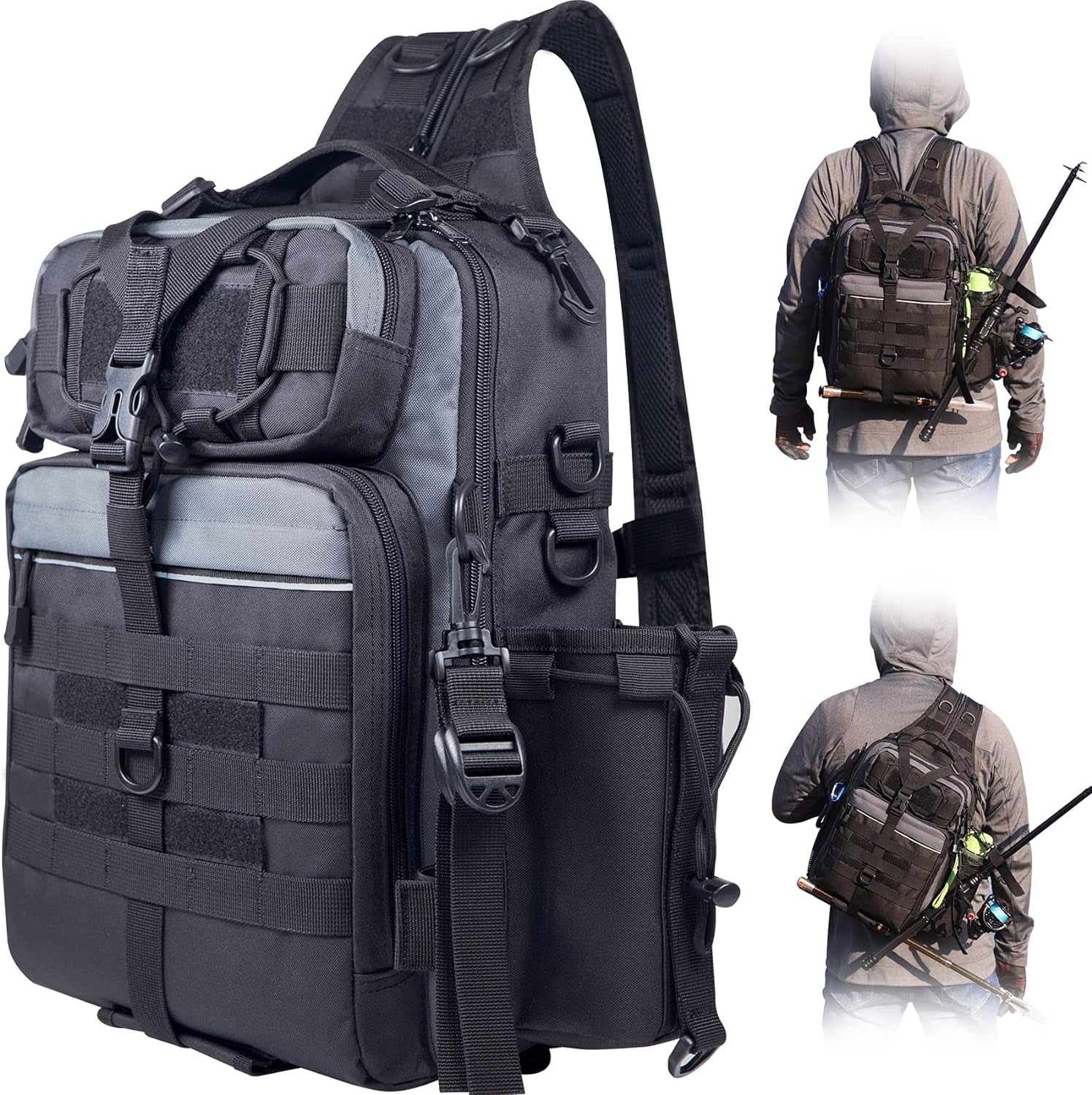 BLISSWILL Outdoor Tackle Bag - Large Water-Resistant Fishing Backpack