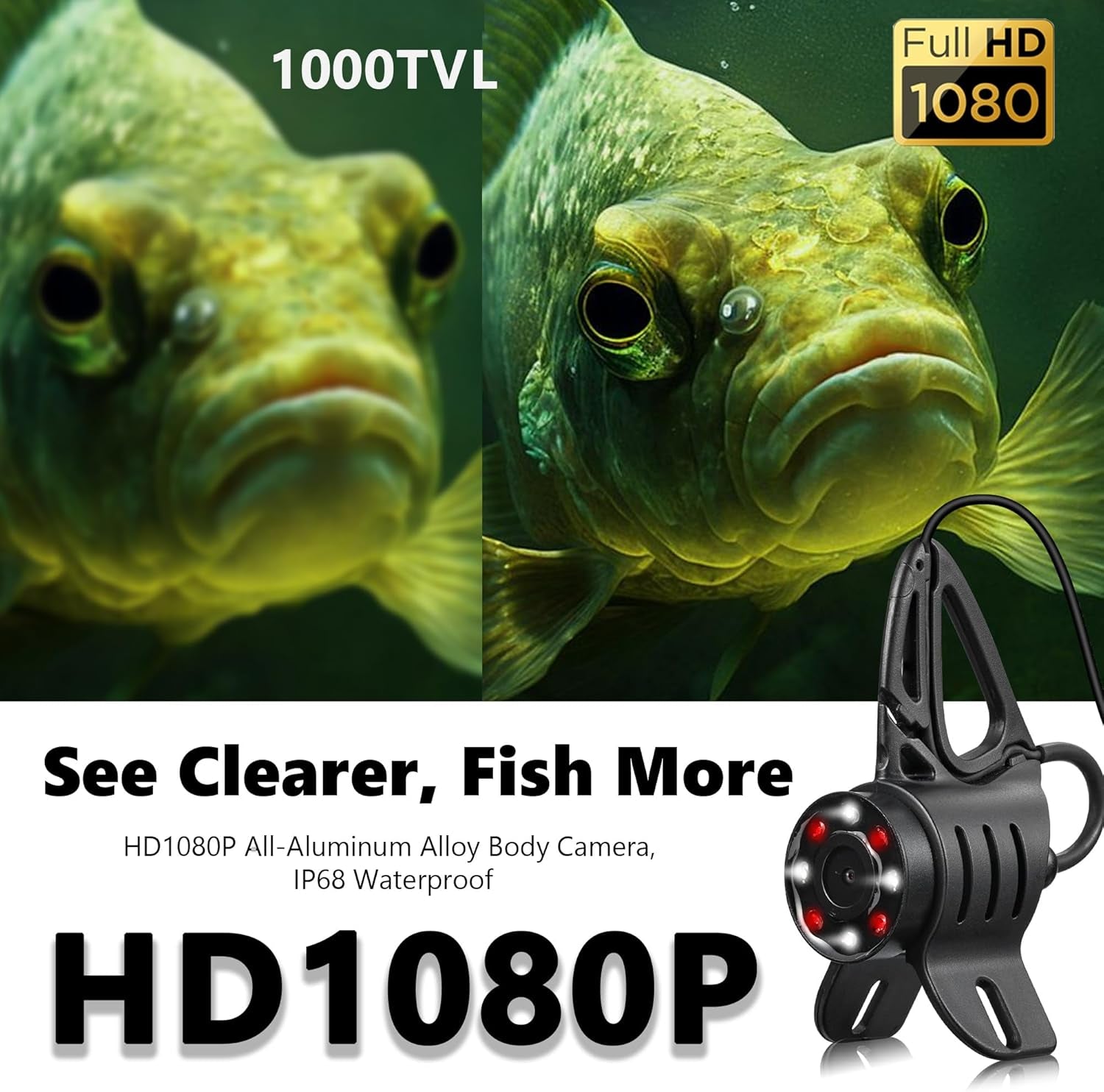 [Fishpro® 2026 Upgrade] 4.5'' True HD 1080P Underwater Fishing Camera (Plug & Play) - Ice Fishing Camera Underwater W/ 5,000Mah, USB-C, IR+LED, Fish Finder for Ice/Lake/Kayak, 20M/66Ft