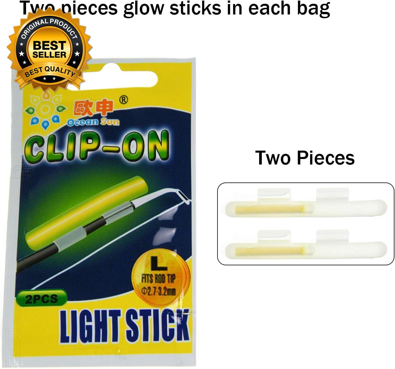 Clip-On Fishing Glow Sticks for Pole, Fishing Rod Tip Light Fishing Pole Light S