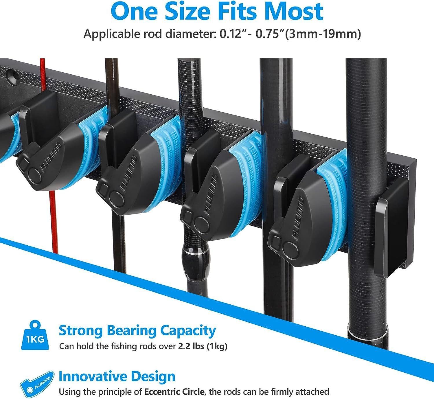 Vertical Fishing Rod Holder 9 Rods Fishing Pole Holder Wall Mounted Fishing Rack