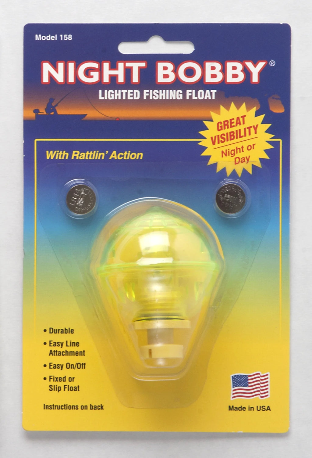 Lighted Fishing Float for Night Fishing, Red/Yellow, Small Round
