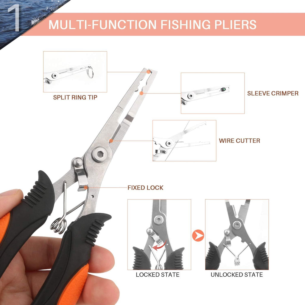 Mouhike Fishing Tool Kit Fishing Pliers, Fish Lip Gripper, Fishing Hook Remover, Handheld Digital Fishing Scale, Ice Fly Fish Pliers Fishing Gear Accessories Fishermen Gift (Battery Not Included)