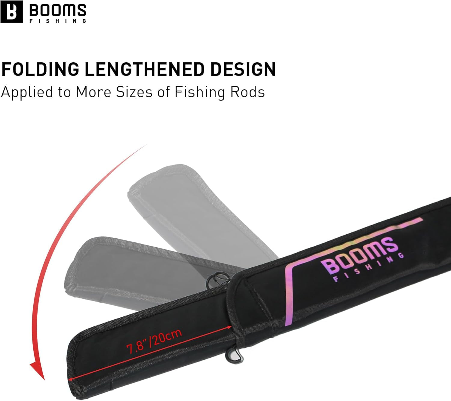 Booms Fishing PB4 4.4Ft~5Ft Fishing Rod and Reel Case, Portable Folded Fishing Pole Case, 0.6Ft/8" Extended Design Fishing Spinning Rod Bag, Store up to 2~3 Fishing Rods and Reels, 52"~60"