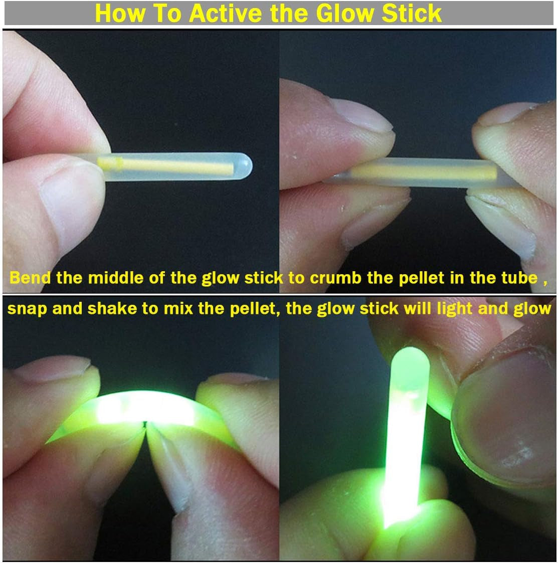 Qualyqualy Fishing Glow Sticks for Bobbers 1" 1.5" 2" 3" Fishing Bobber Lights, Fishing Rod Bell Alarm Lights, Bobber Glow Sticks Bulk Kit 10-250Pcs