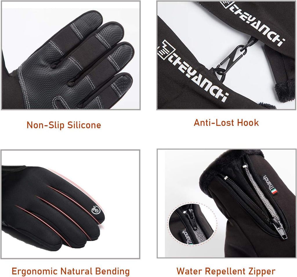 Winter Fishing Gloves for Men Women, Windproof, Water Repellent, Anti-Slip Workout Gloves, Touchscreen Cold Weather Driving Gloves for Motorcycle, Running, Cycling, Skiing, Hunting