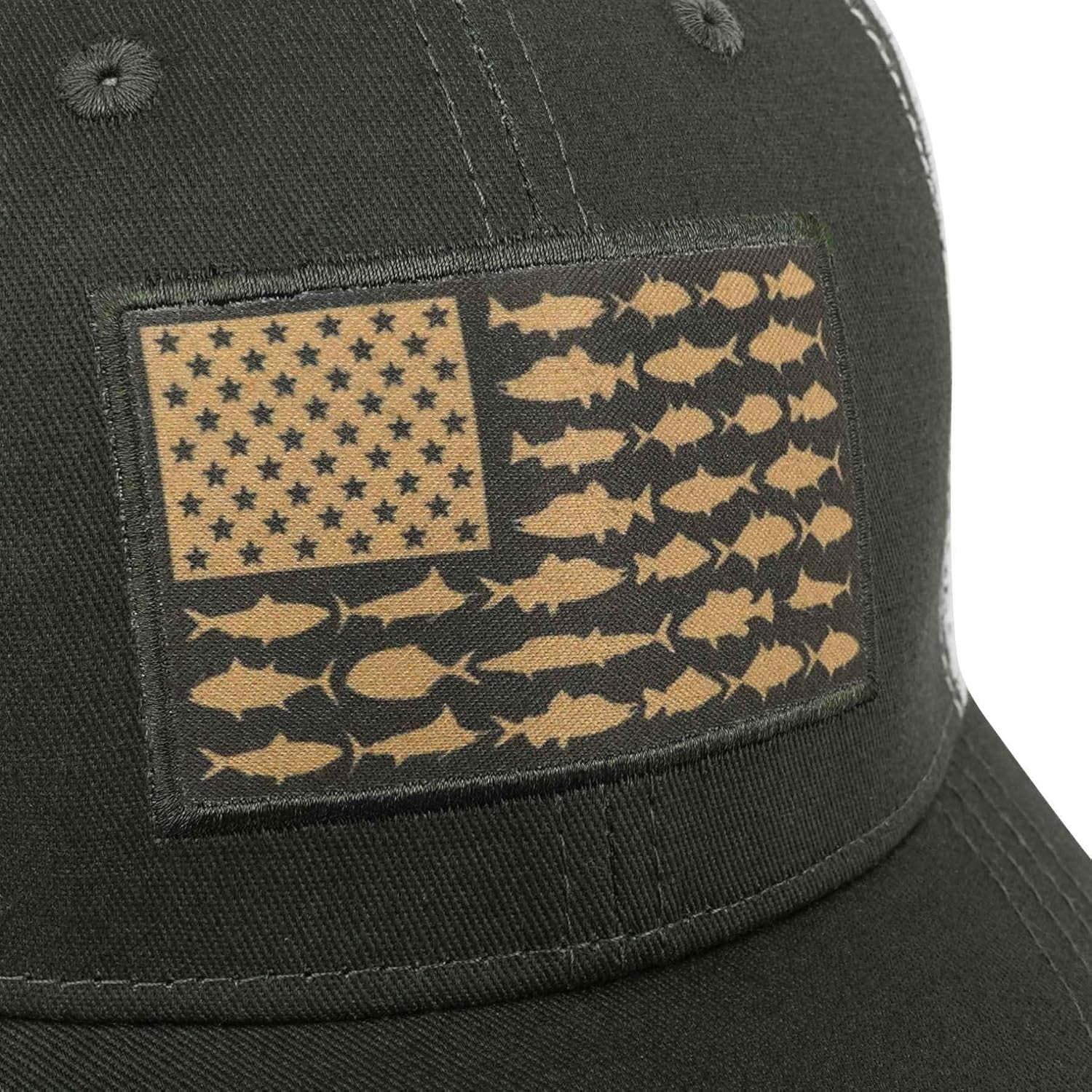 American Fish Flag Trucker Hats - Fishing Gifts for Men - Outdoor Snapback Fishing Hats Perfect for Camping and Daily Use