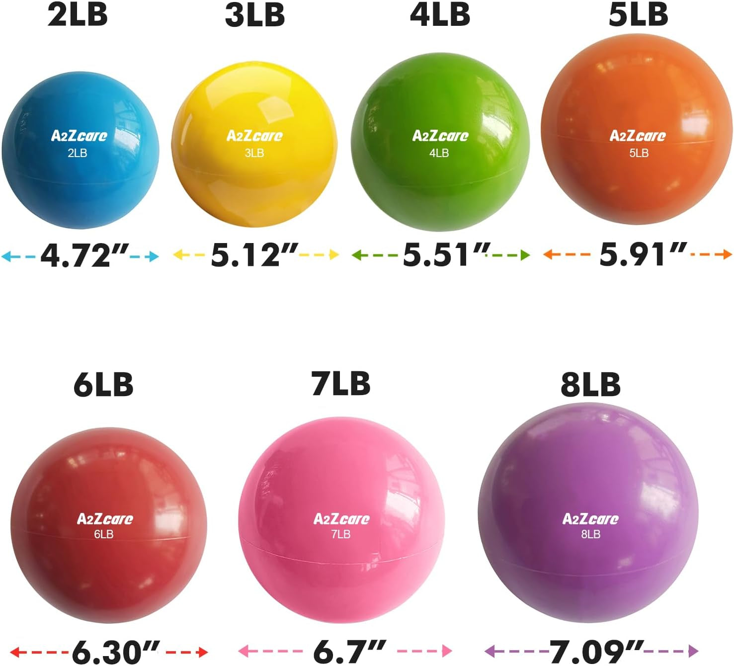 A2ZCARE Toning Ball - Weighted Toning Exercise Ball - Soft Weighted Medicine Ball for Pilates, Yoga, Physical Therapy and Fitness
