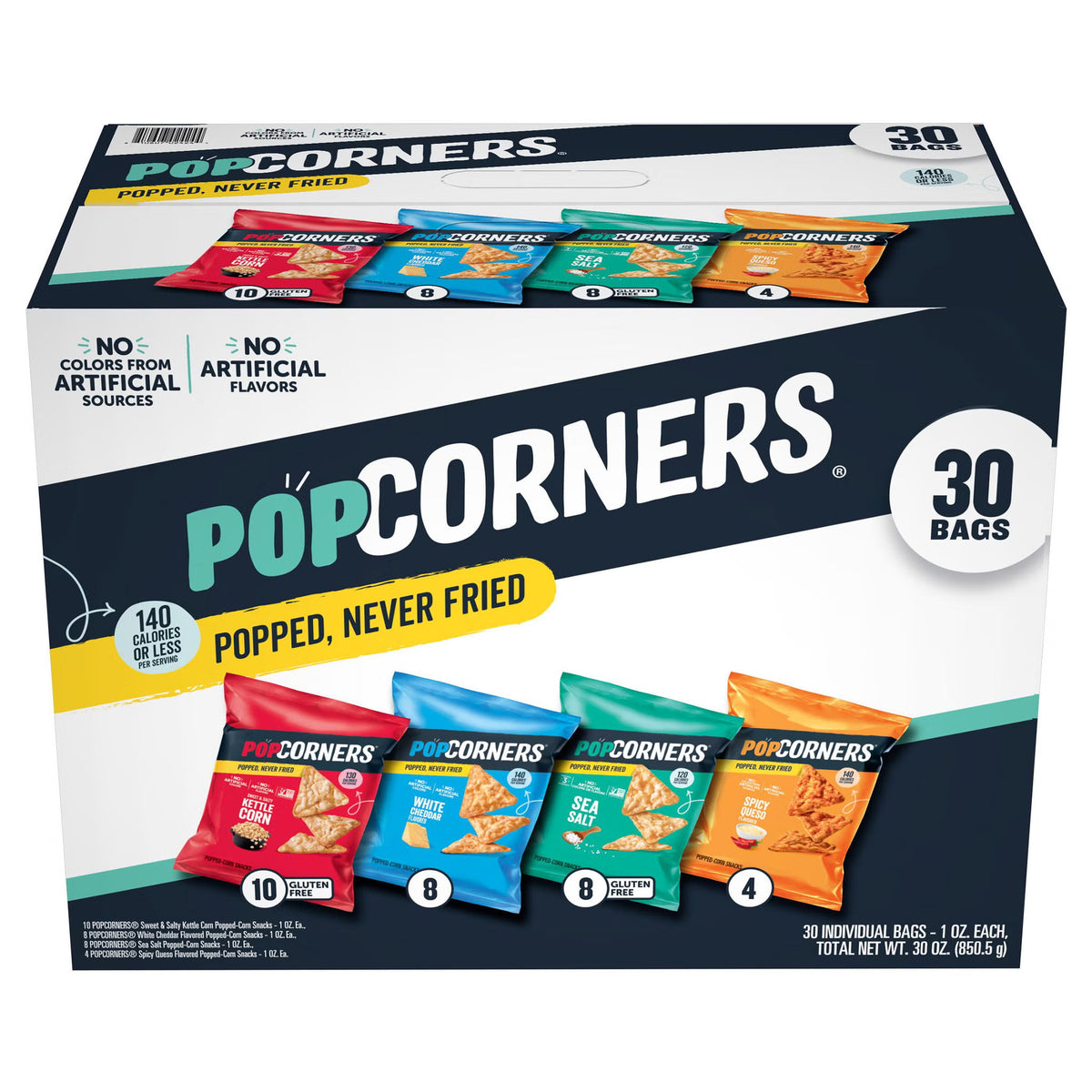Popcorners Popped Corn Snacks Variety Pack, 1 Oz, 30-Count