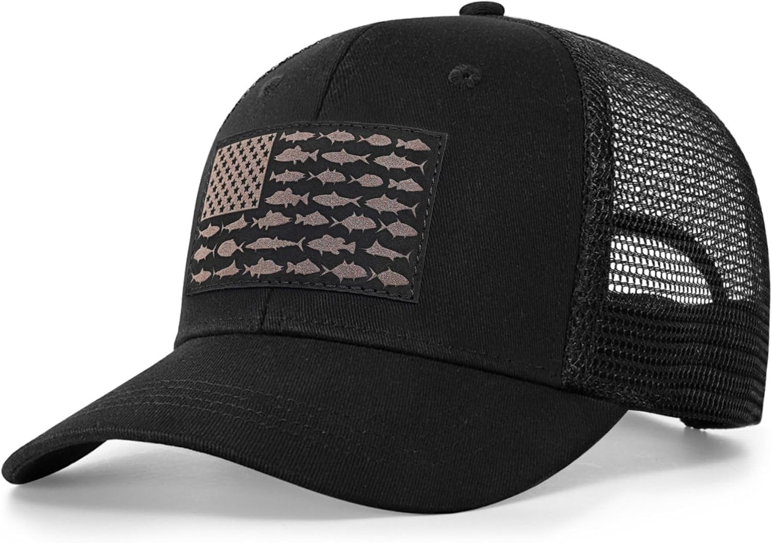 American Fish Flag Trucker Hats - Fishing Gifts for Men - Outdoor Snapback Fishing Hats Perfect for Camping and Daily Use