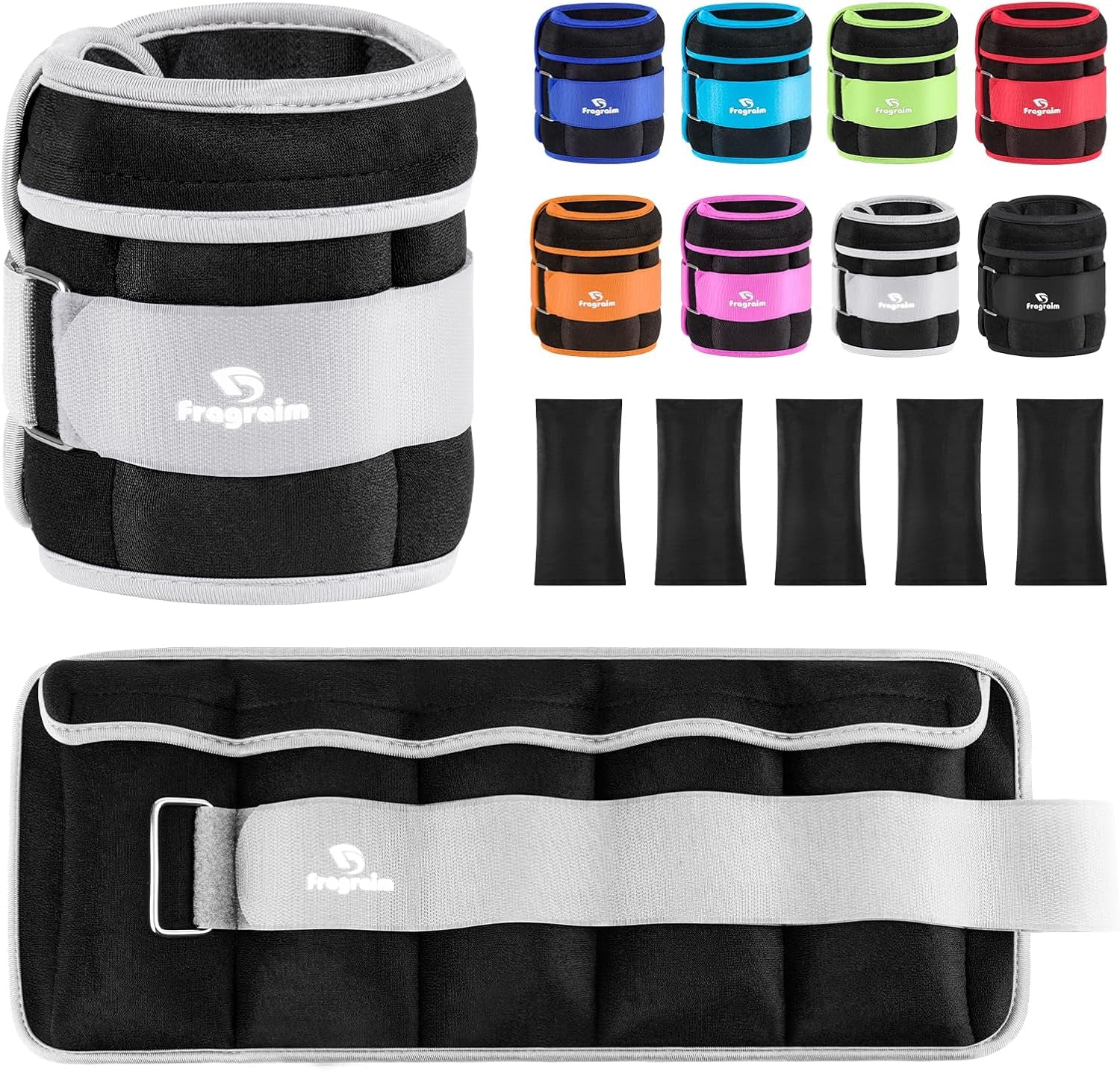 Fragraim Adjustable Ankle Weights 1-3/4/5/6/8/10/12/15/20 LBS Pair with Removable Weight for Jogging, Gymnastics, Aerobics, Physical Therapy