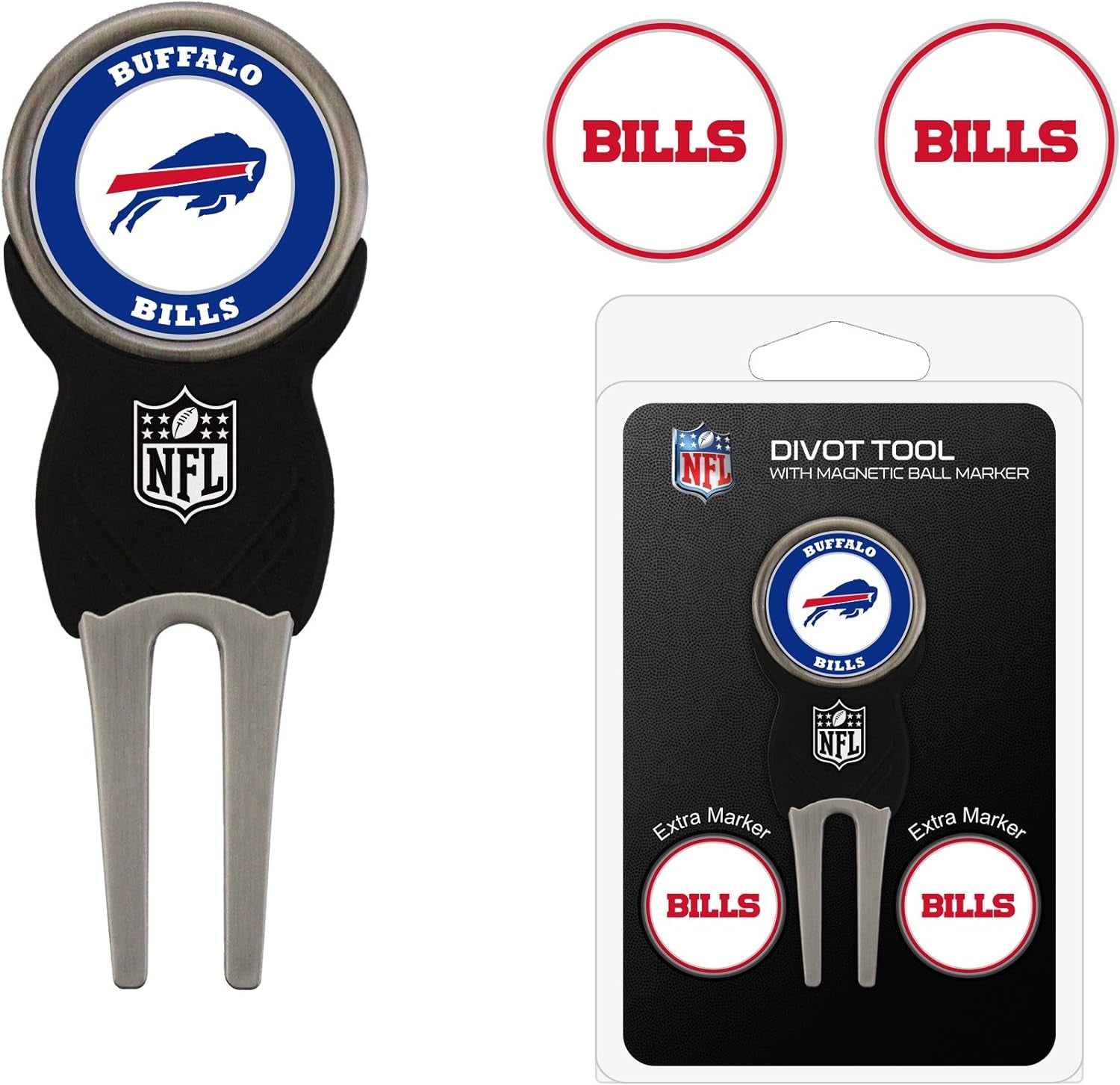 Team Golf NFL Divot Tool with 3 Golf Ball Markers Pack, Markers Are Removable Magnetic Double-Sided Enamel