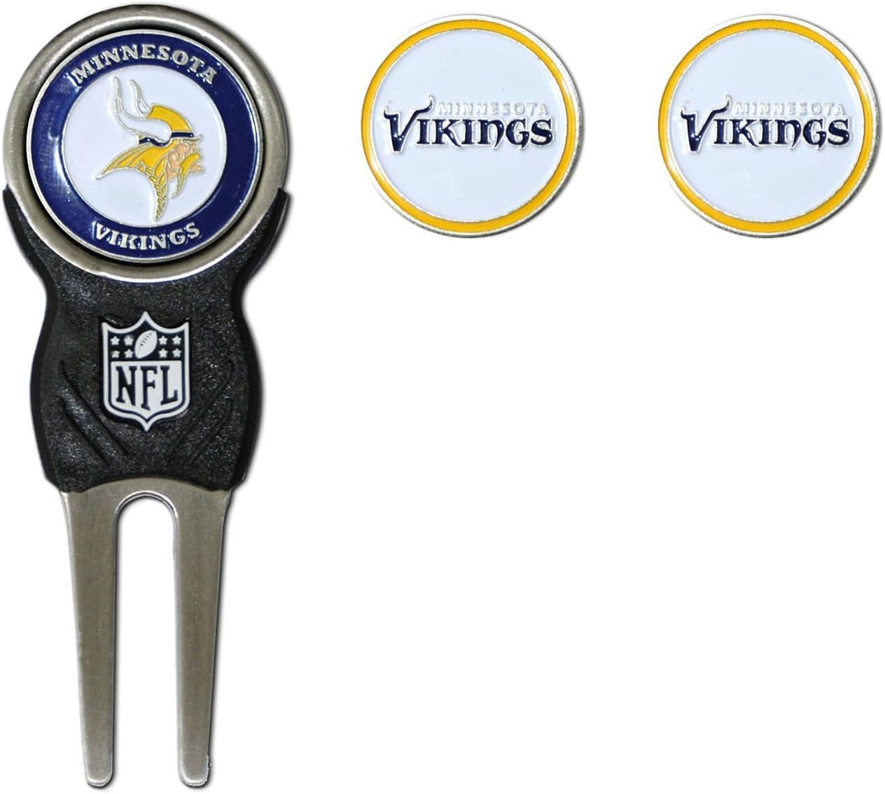 Team Golf NFL Divot Tool with 3 Golf Ball Markers Pack, Markers Are Removable Magnetic Double-Sided Enamel