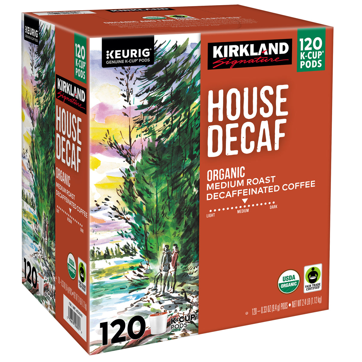 Kirkland Signature Coffee Organic House Decaf K-Cup Pod, 120-Count
